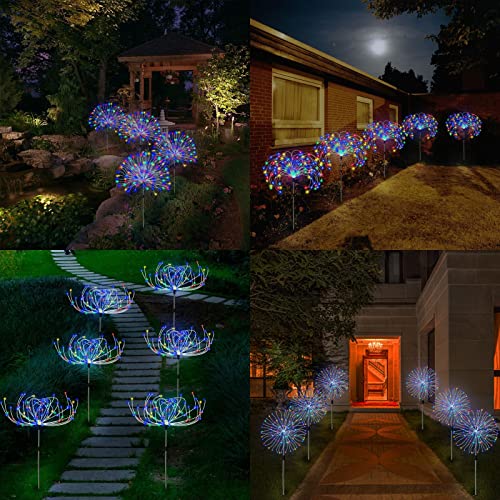 Solar Garden Lights Outdoor, 3 Pack 360 LED Solar Fireworks Lights Waterproof 8 Modes Starburst Lights with Remote, Solar Flower Light Garden for Pathway Patio Yard Lawn Parties Decorative(Multicolor)