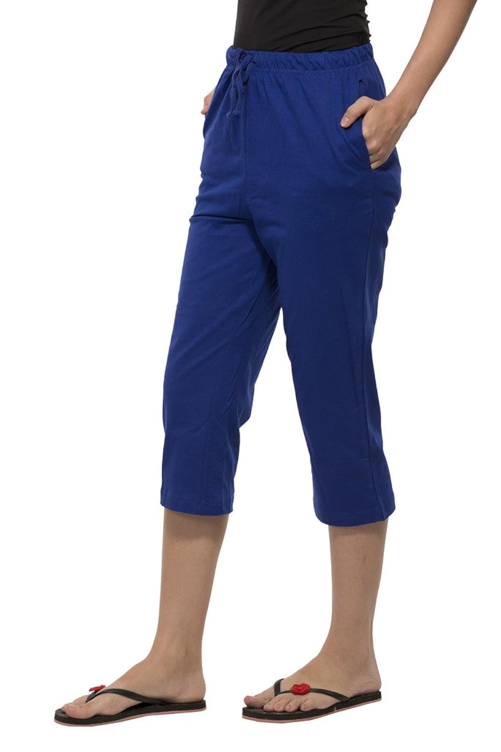 clifton womens solid capri - pepsi blue