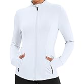 YOKGO Workout Jackets for Women Lightweight Running Jackets Full Zip Yoga Athletic Clothes Slim Fit with Pockets