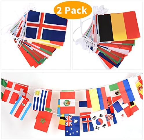 CWLAKON 2018 World Cup Flags Banner-36Ft,11.8" x 7.9"Large Size(2Pack) for Football Night,Sports Clubs,Restaurants,Bar Party and World Cup Decorations