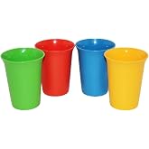 Vintage Set of 4 Tupperware 7 Ounce Bell Tumblers Blue Yellow Green Red