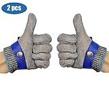 Schwer Cut Resistant Gloves-Stainless Steel Wire Metal Mesh Butcher Safety Work Glove for Meat Cutting, fishing(Large, 2 pcs)