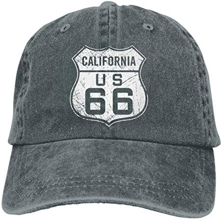 CAPADANA California Route 66 Mens Cotton Adjustable Washed Twill Baseball Cap Hat