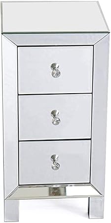 Xm Lz Modern Mirrored 3 Drawers Bedside Table Glass Cabinets Nightstand Side Table Contemporary Narrow Bedside Table Cabinet White Amazon Co Uk Kitchen Home
