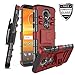 Motorola Moto E5 Plus Case/Moto E5 Supra Case W [Tempered Glass Screen Protector] [Built-in Kickstand] Full Body Shockproof PC Back Cover Soft TPU Inner Armor Swivel Combo Holster Belt Clip,PC-Red
