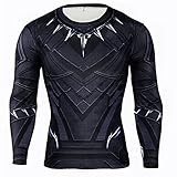 HIMIC E77C Hot Movie Super Hero Quick-Drying ElasticT-Shirt Costume (Large, Black Panther Long Sleeve)