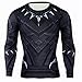 HIMIC E77C Hot Movie Super Hero Quick-Drying ElasticT-Shirt Costume (Large, Black Panther Long Sleeve)