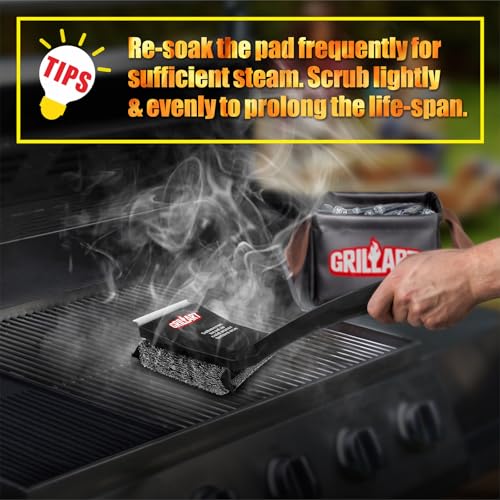 GRILLART Grill Brush Bristle Free, SteamWizards [Safe & Efficient] Grill Cleaner Brush for All Grill Grates, Replaceable Pad BBQ Grill Brush for Outdoor Grill, Grill Accessories, Gifts for Men/Dad