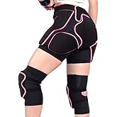 BelugaDesign 3D Protection Padded Shorts Knee Set | Hip Butt Tailbone Impact Shorts for Ski Skateboard Snowboard Volleyball Ice Figure Skating | Adjustable Breathable Knee Brace for Women, Pink Black