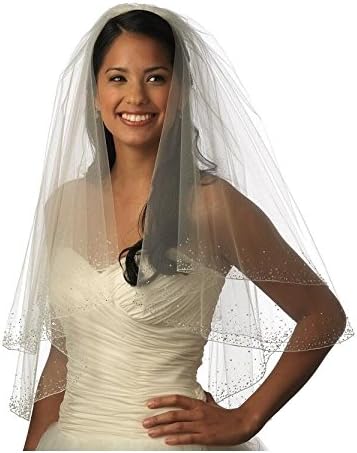 Itacazzo 2t 2Ties New Cut Wedding Blusher Veils Short Wedding Veil With Comb 11 (Light Ivory)