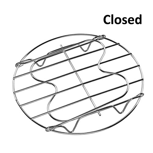 Aiduy Steamer Rack Trivet with Handles for Instant Pot Accessories 3 or 5 Qt Pressure Cooker, Stainless Steel Steamer Rack Stand Metal Trivet, Long Handle for Easy Pot Removal