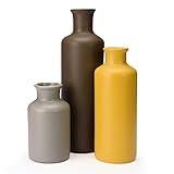 CUCUMI 3pcs Ceramic Vase Set, Gray-Brown