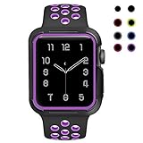 KOBWA For Apple Watch Case With Band 38mm/42mm, Soft Silicone Shock-proof and Shatter-resistant Protective Case With Strap For Apple IWatch Sport Nike Edition Watch Series 1 2 3