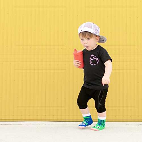 T-Rex & Triceratops Dinosaur Pals Mismatched Silly Dino Socks for Kids Boys Girls with Nonskid No Slip Grippers (Age 4-8) - Thumbnail 7