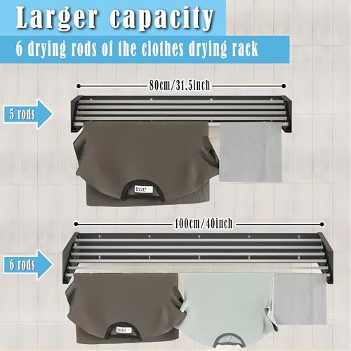 lfetav Wall Mounted Drying Rack,Collapsible Drying Racks for Laundry, Wall Mounted Clothes Rack (White, 100cm)