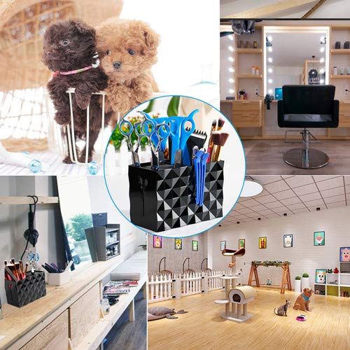 Double Case Salon Shears Rack for Hair Stylist, Pet Grooming, Scissors Combs Clips Brushes Storage Box, 5-29/32“L x 3-5/32" W x 4-9/64” H, Black