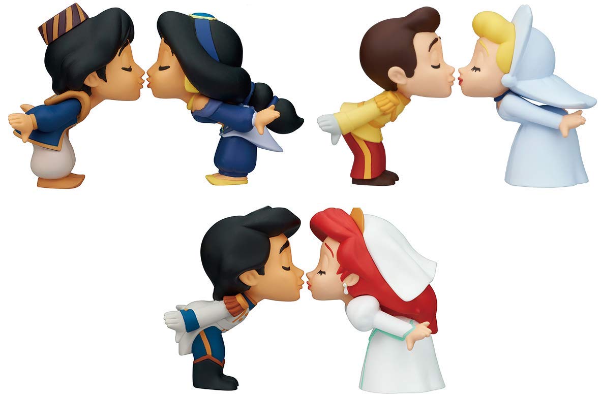 Complete Set 3 COUPLE Pair Collection Wedding Bride Groom Ariel Cinderella Jasmine 5cm Gashapon TOMY