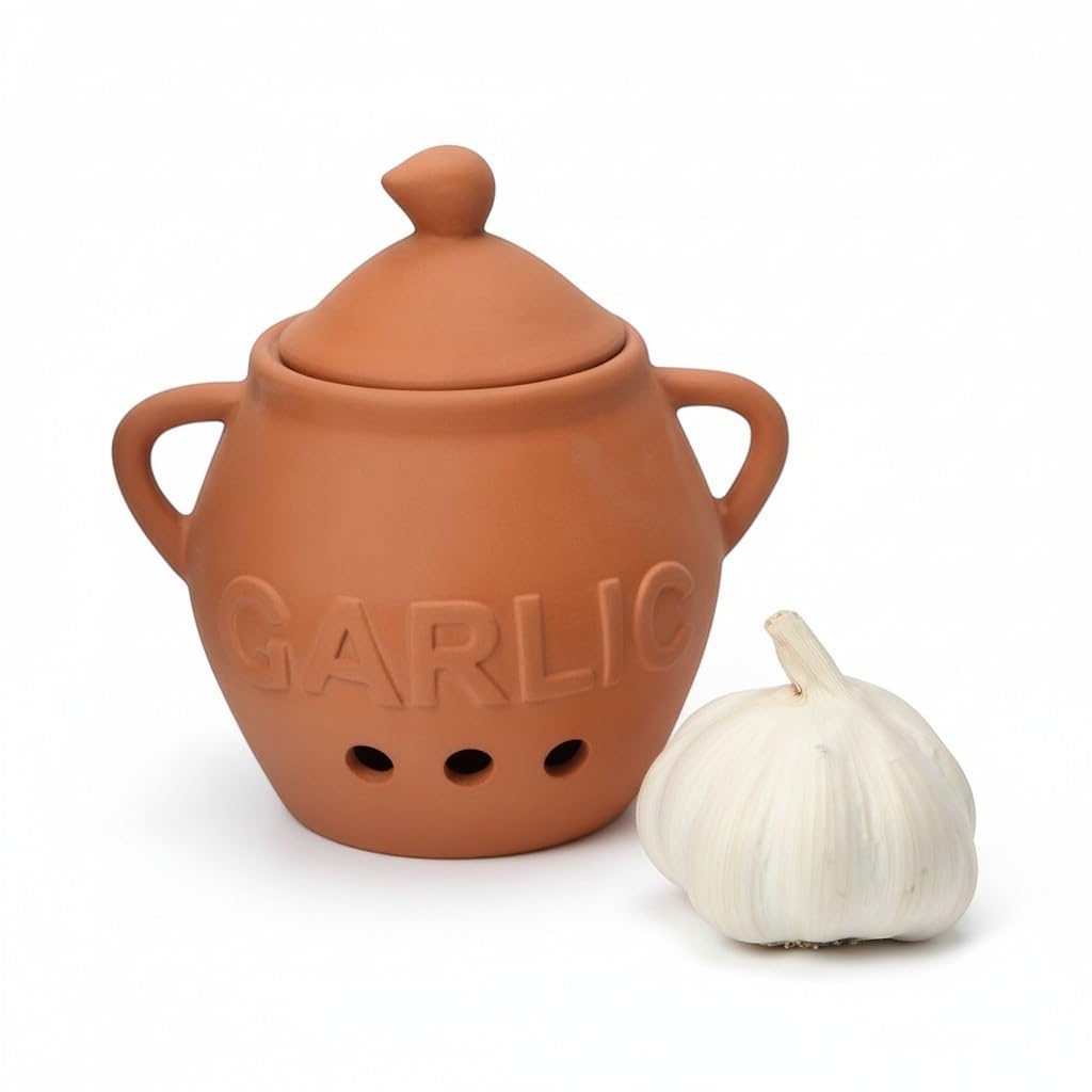 Dexam 17851023 Terracotta Garlic Keeper, Ceramic,12.75cm x 10cm, White