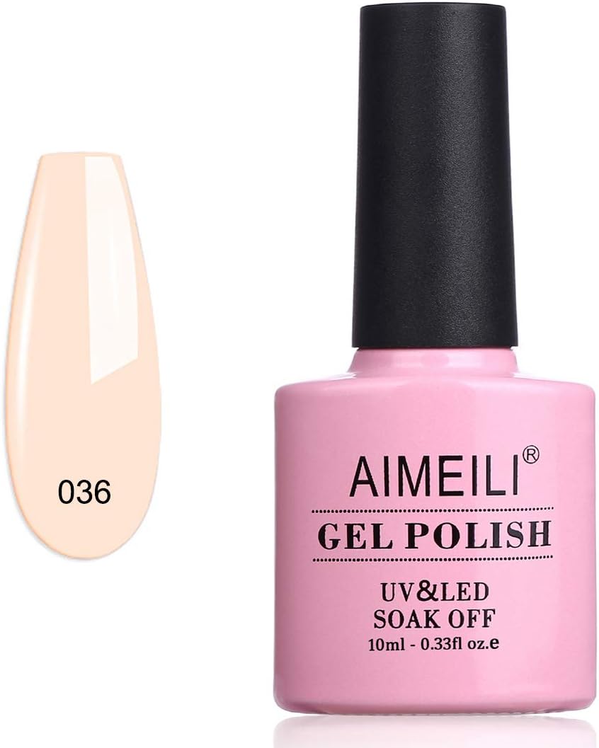 AIMEILI Soak Off UV LED Gel Nail Polish - Nude Soft Pink (036) 10ml, GP036, 10 ml (Pack of 1)