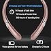 Bluetooth Headphones Retractable Earbuds Neckband Wireless Headset Sports Sweatproof Earphones with Mic (Bluetooth 4.1,Noise Cancelling , 14 Hours Play Time) (Rosegold)