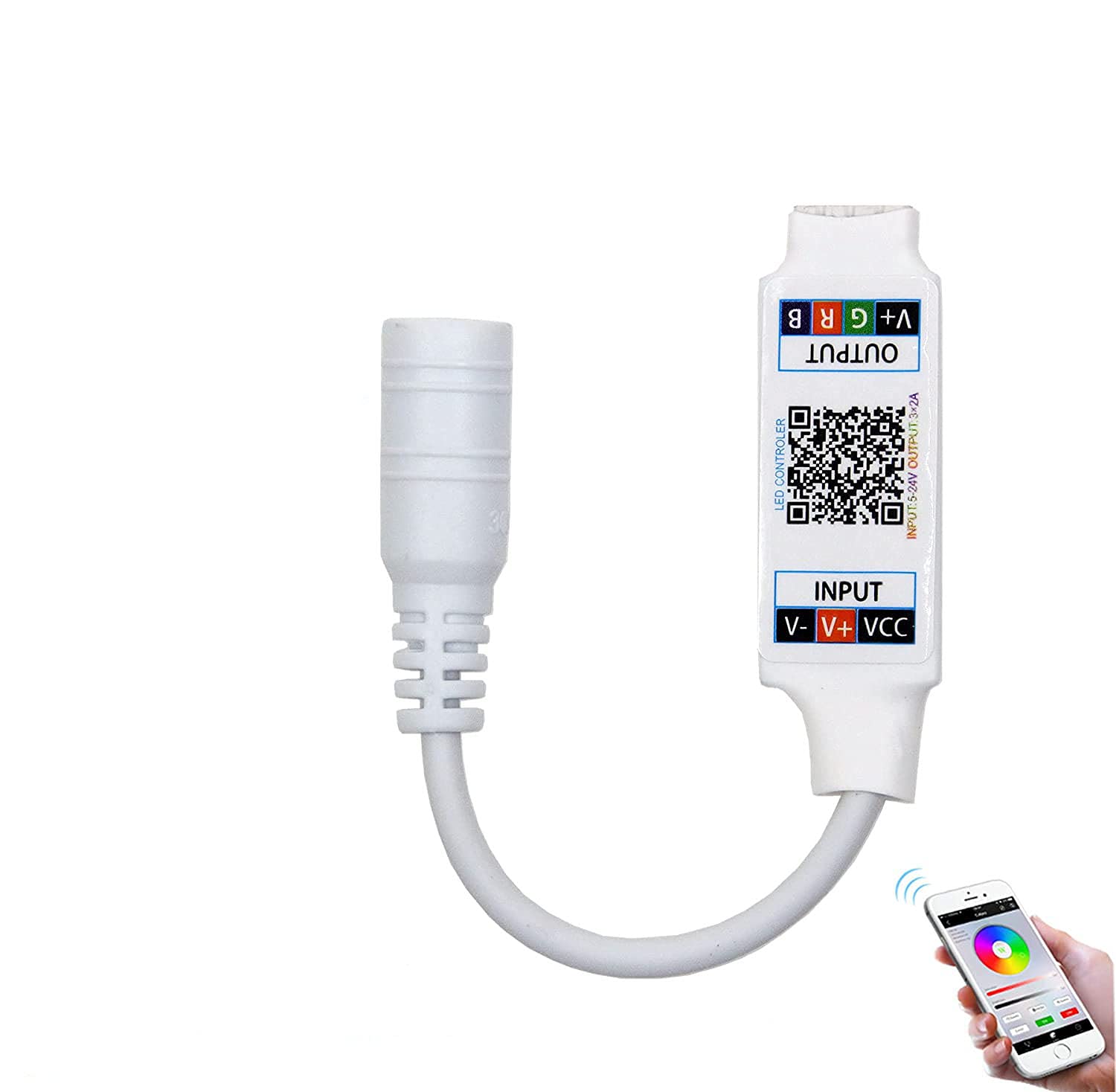 Photo 1 of TOPXCDZ Mini RGB Bluetooth Controller DC 5V 12V 24V Music BT Smart APP Controller Light Strip Control for RGB LED Strip (Mini DC Bluetooth White)