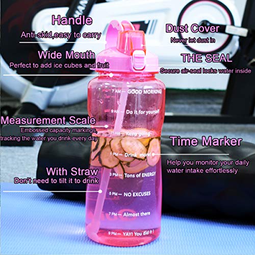 image for QuiFit Gallon Sport Water Bottle with Drinking Straw and Motivational 