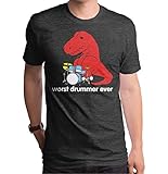 Worst Drummer Ever T-Rex Mens Charcoal Heather T-shirt