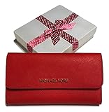 Michael Kors Jet Set Travel Large Trifold Wallet Saffiano Leather (DK Sangria)