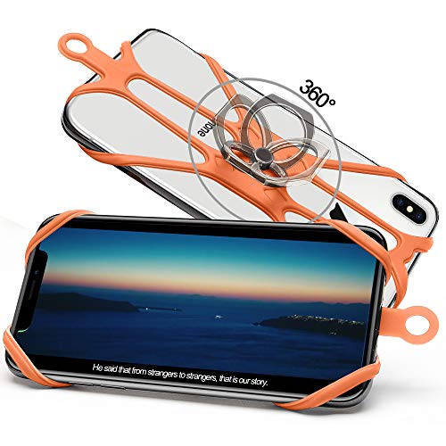 Takyu 2 Pack Wrist Phone Lanyard, Key Holder Chain Black Lanyard Clip with Webbing Strap, Cell Phone Leash Silicone Neck Strap (Black Orange)