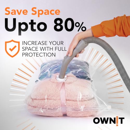OWNIT® Vacuum Storage Bags with Electric Pump, 20 Pack Space Saver Bags with 6 Small, 6 Medium, 5 Large, 3 Jumbo, Reusable Vacuum Compression Bags for Packing Clothes, Blankets, Duvet, Pillows, Travel