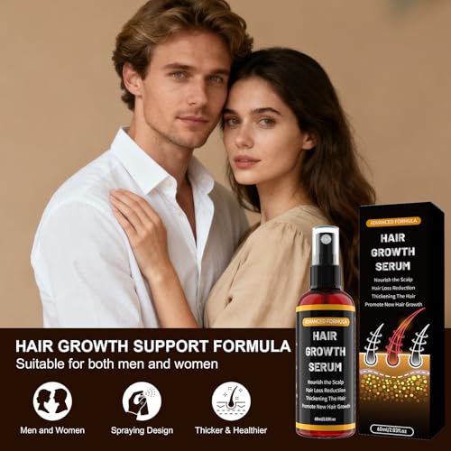 Hair Growth Serum with Rosemary Oil, Biotin, Niacinamide & Castor Oil – Hair Loss Spray for Women & Men, Scalp Serum for Hair Thickening & Strengthening, Beard Care, 60ml