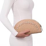 Eric Javits Luxury Fashion Designer Women's Handbag - Pearl Clutch - Peanut
