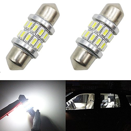 AMAZENAR 2-Pack 250 Lumens Xenon White 31MM(1.25") 12V Festoon Interior Map Trunk Dome Light 3014 24-SMD No Polarity LED Bulbs for Vehicle 3021 3022 3175 6428 6430 DE3175 DE3021 DE3022
