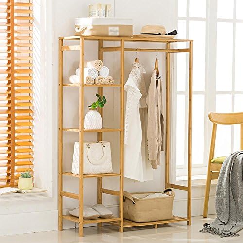 KSUNGB Clothes hat frame Bedroom Drying racks Bamboo Solid wood Living room Clothes shelves Hangers