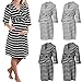Crytech Women Striped Maternity Labor Delivery Robe 3/4 Long Sleeve Stripe Breastfeeding Nursing Nightgowns Gowns for Hospital Pregnancy Bathrobe Sleep Dress (X-Large, Grey)thumb 2