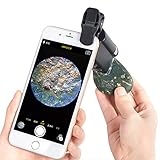 Huluwa Cellphone Magnifier, Universal 60X-100X Zoom Microscope for Mobile Phone, Portable Clip-on Micro Lens for UV Currency Detectting Biology Jewelry Appraisal