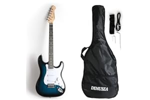 Demusea DST-30 Full Size Electric Guitar Beginner Starter Practic With Gig bag And Strap (DST-30, Blueburst)