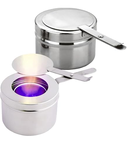 Supkiir Lot de 8 supports de combustible en acier inoxydable avec couvercle de sécurité, support de boîte en conserve pour buffet, barbecue, fêtes