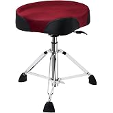 AKLOT Saddle Drum Throne, Hydraulic Drum Throne, Disassemble Heavy Duty Drum Seat, Height Adjustable Suede Drum Chair, Motorcycle Style Drum Stool for Adults Drummers Red