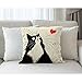 Moslion Cat Pillow,Home Decorative Throw Pillow Cover Black Cat with Love Heart Cotton Linen Cushion for Couch/Sofa/Bedroom/Livingroom/Kitchen/Car 18 x 18 inch Square Pillow case