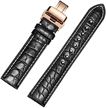 EHHE ZPF Alligator Leather Watch Bands with Rose Gold Deployment Buckle for Men and Women 18mm-24mm