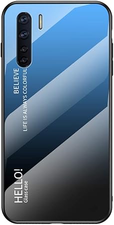 Brand Set Funda Para Oppo A91 Con Respaldo De Vidrio Carcasa Diseno Degradado Y Borde De Silicona Tpu Resistente A Los Golpes Funda Protectora Case Para Oppo A91 Azul Amazon Es Electronica