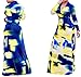 Women Sexy Printed V Neck Long Sleeve Drawstring Cocktail Party Long Maxi Dress