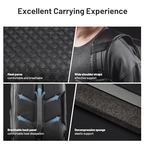 PGYTECH OneMo Lite Zaino Fotografico Impermeabile 22L, Nero | Apertura Totale, Divisori Modulari, Trasporto Ergonomico, Per Reflex Digitali, Fotocamere Mirrorless,Droni Computer Portatile