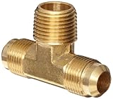 Anderson Metals Brass Tube Fitting, Tee, 3/8" Flare x 3/8" Flare x 3/8" Male Pipe