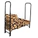 Sunnydaze 4-Foot Firewood Log Rack - Indoor/Outdoor Black Powder-Coated Steel Storage Accessory