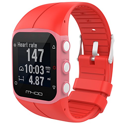 RuenTech Bands for Polar M400/M430 watch Strap Replacement Soft Silicone Wristband Sports Band For Polar M400 and M430 GPS Smart Sports Watch (Red, M(5.5''-8.0''))