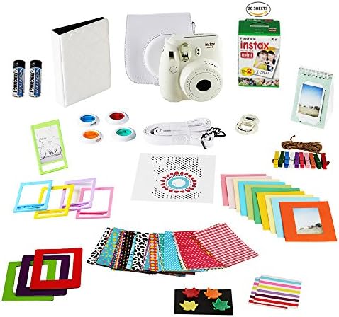 Fujifilm Instax Mini 8 Instant Camera + 20 Instant Film Shots, + Instax Mini Case + 14 PC Instax Accessories Bundle, Fuji Instax Mini 8 Kit Gift Box, Albums, Lenses, Magnet Frames, Stickers