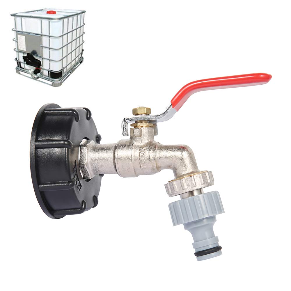 IBC Adapter, 1000L IBC Tank Adapter S60X6 to Brass Tap 1/2" Replacement Valve Fitting Parts for Home Garden Water Connectors