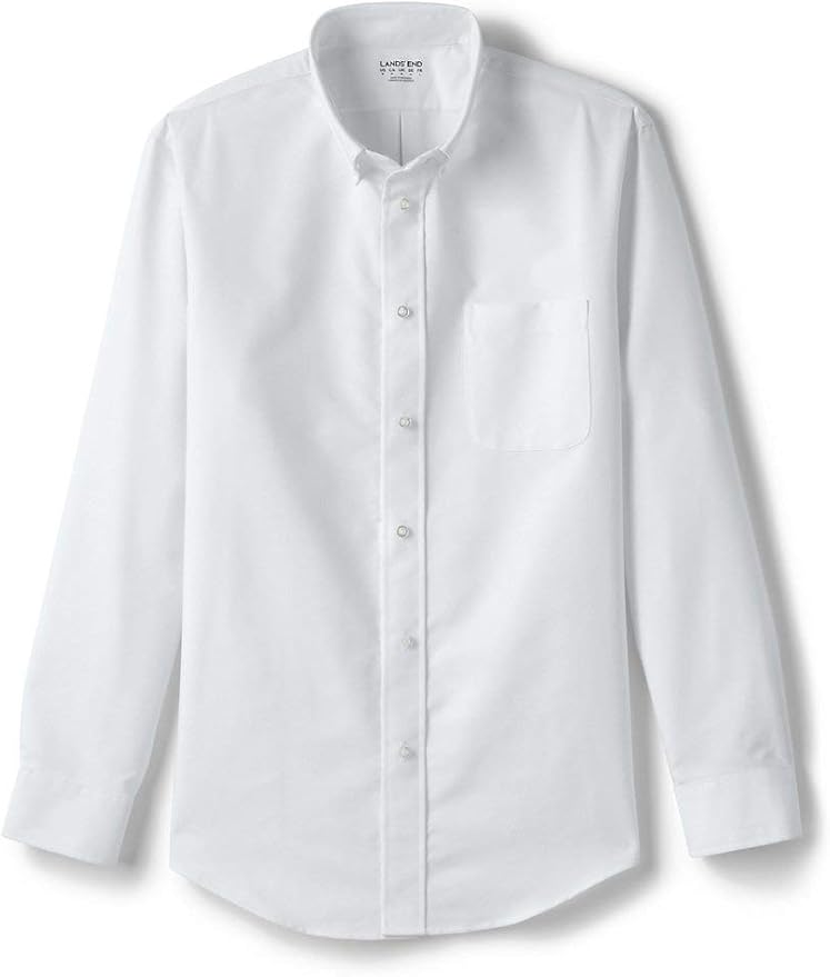 Lands' End School Uniform Men's Adaptive Long Sleeve Oxford Dress Shirt